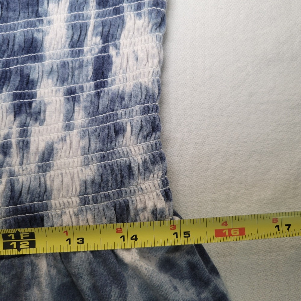 Old Navy Blue Tie Dye Smocked Maxi Dress Women's Medium Adjustable Straps Boho - Picture 8 of 10